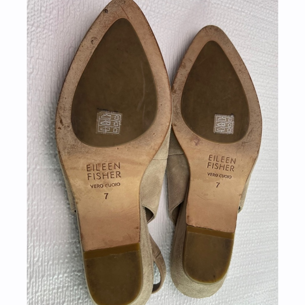Eileen Fisher Gatwick Womens‎ 7 Taupe Suede Leather Slingback Shoes - Picture 9 of 9